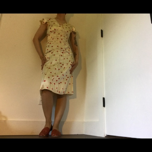Moda International Vintage Silk Ivory/Floral Dress - Picture 12 of 16